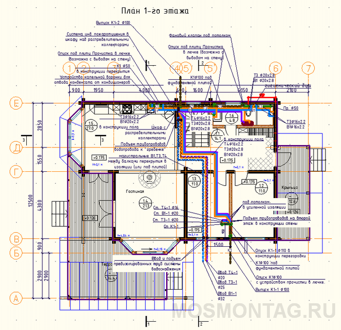 План первого этажа загородного дома